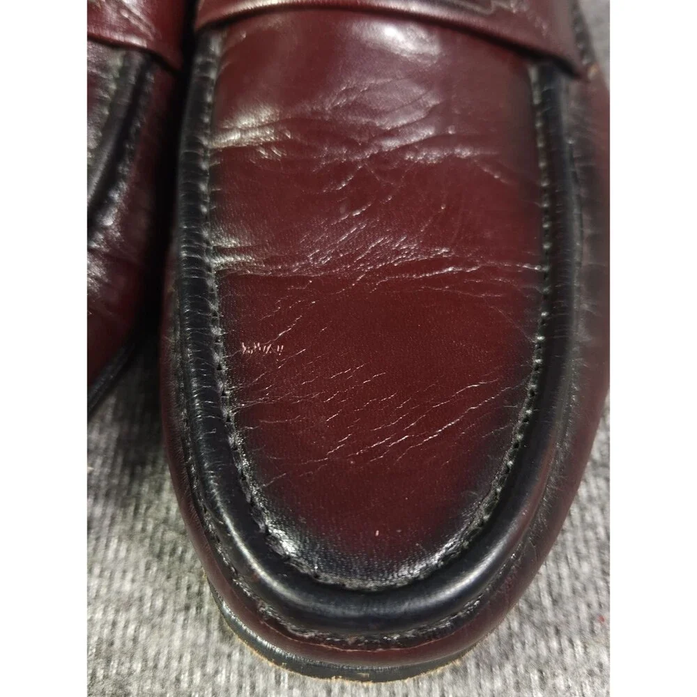 Florsheim Como Strap Loafers Mens 11.5 B Burgundy Leather Slip On Dress Shoes